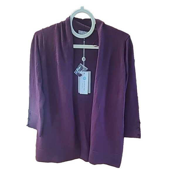 Evolution Sweaters - evolution Women's Cardigan Sweater with Button Detail - Wine (Size Small)